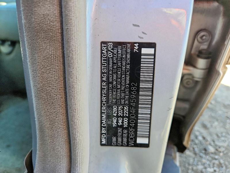 2004 Mercedes-benz C მანქანა იყიდება აუქციონზე, vin: WDBRF40J04F459682, აუქციონის ნომერი: 57140166