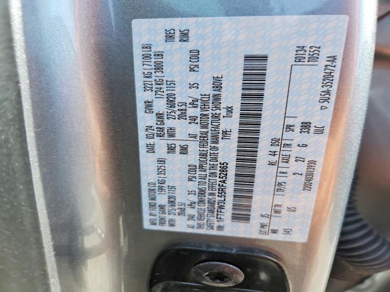 56034546 :رقم المزاد ، 1FTFW3L55RFA52865 vin ، 2024 Ford F150 مزاد بيع