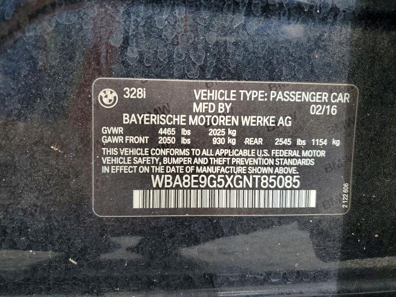 Aukcja sprzedaży 2016 Bmw 328, vin: WBA8E9G5XGNT85085, numer aukcji: 55636656