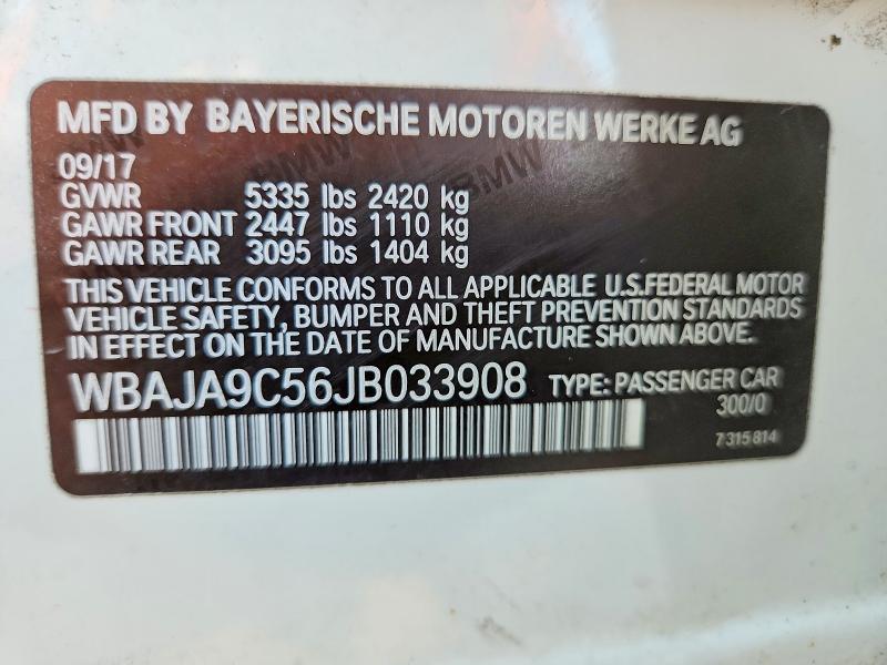 58846176 :رقم المزاد ، WBAJA9C56JB033908 vin ، 2018 Bmw 530e مزاد بيع