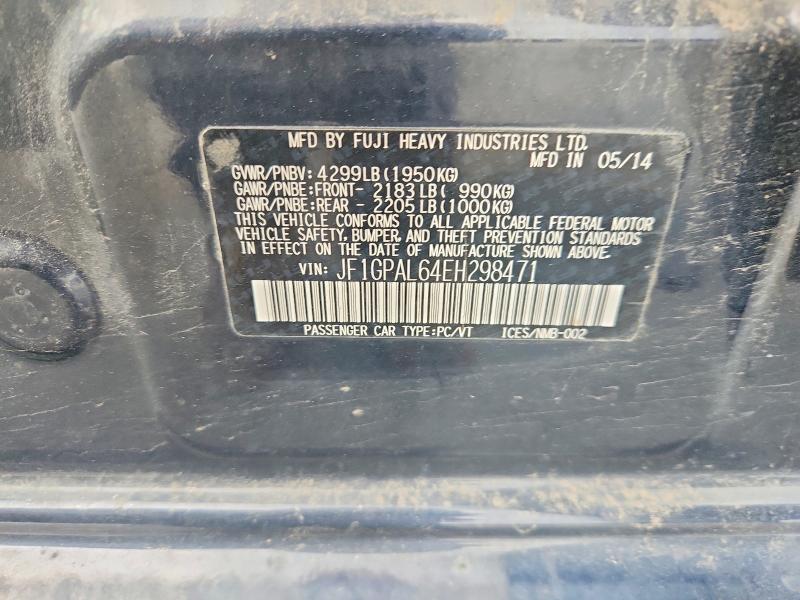 56577786 :رقم المزاد ، JF1GPAL64EH298471 vin ، 2014 Subaru Impreza مزاد بيع