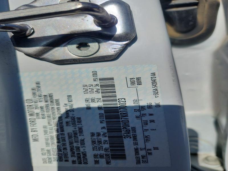 2019 Ford Fusion მანქანა იყიდება აუქციონზე, vin: 3FA6P0HD7KR170023, აუქციონის ნომერი: 56318216