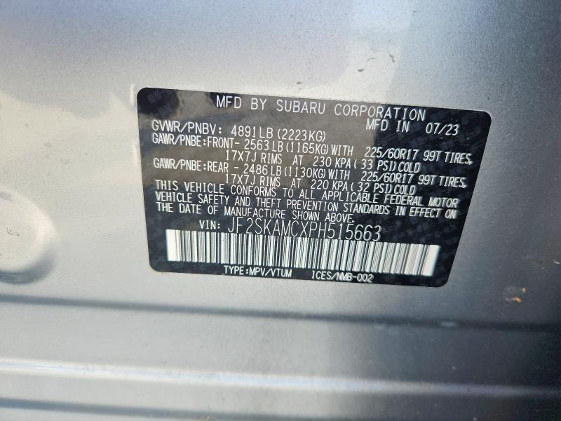 59249796 :رقم المزاد ، JF2SKAMCXPH515663 vin ، 2023 Subaru Forester مزاد بيع