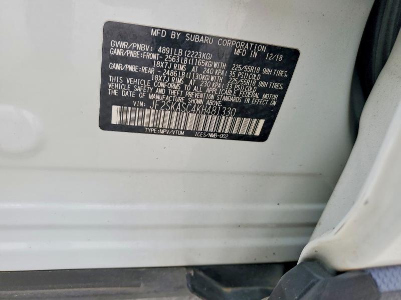 Aukcja sprzedaży 2019 Subaru Forester, vin: JF2SKASC4KH481330, numer aukcji: 55993206