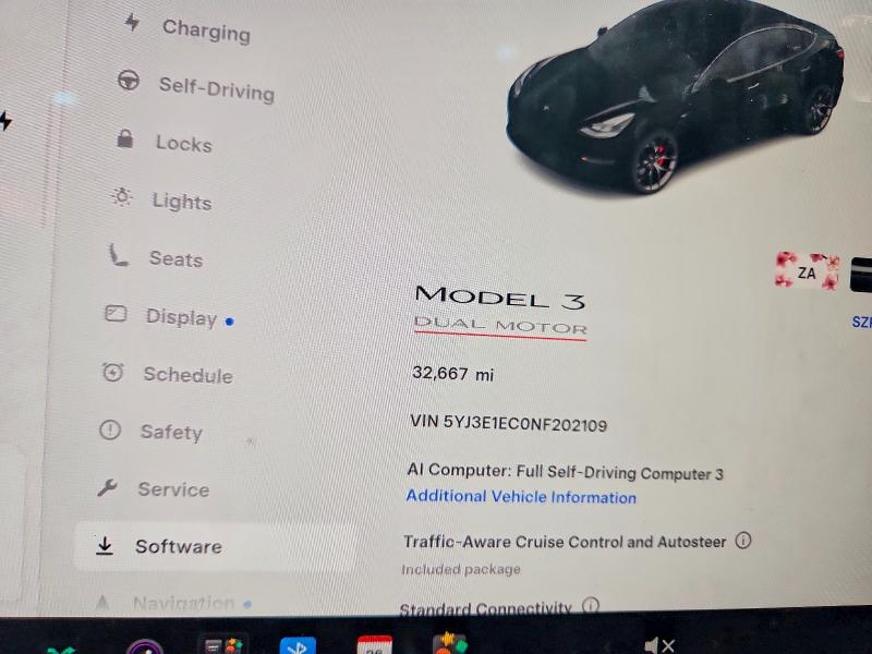 57930666 :رقم المزاد ، 5YJ3E1EC0NF202109 vin ، 2022 Tesla Model 3 مزاد بيع