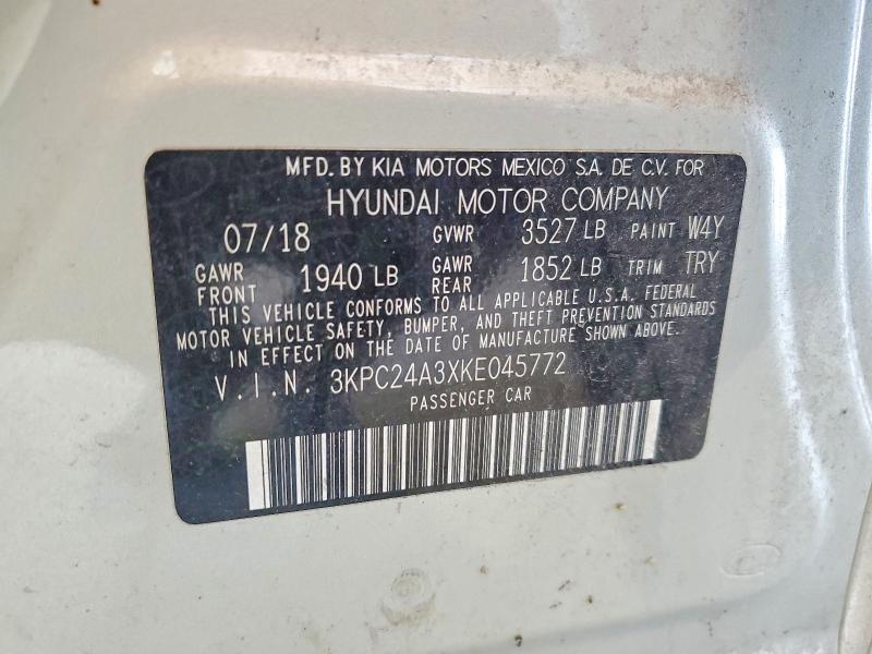 55079916 :رقم المزاد ، 3KPC24A3XKE045772 vin ، 2019 Hyundai Accent مزاد بيع