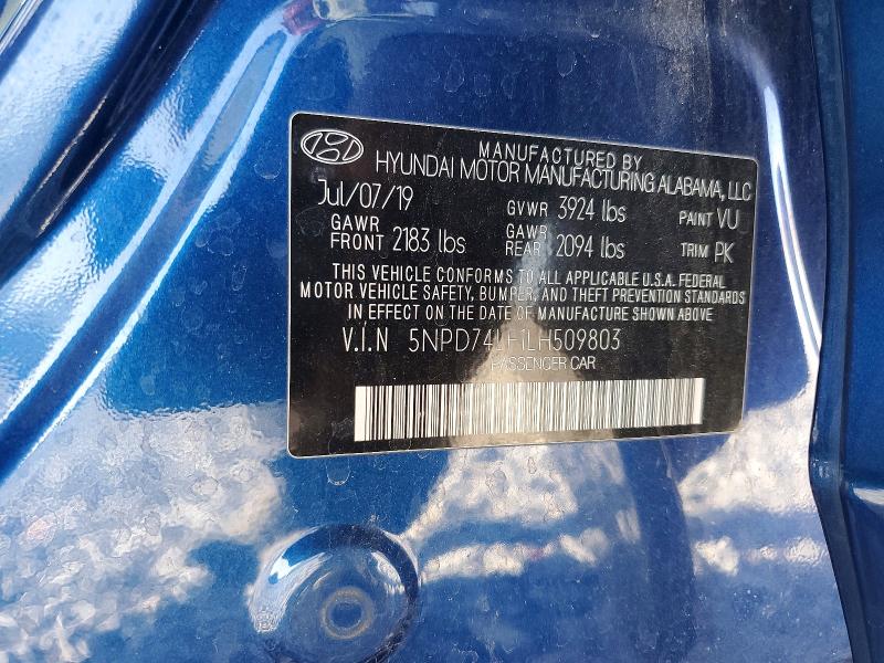 Продаж на аукціоні авто 2020 Hyundai Elantra, vin: 5NPD74LF1LH509803, номер лоту: 57162406