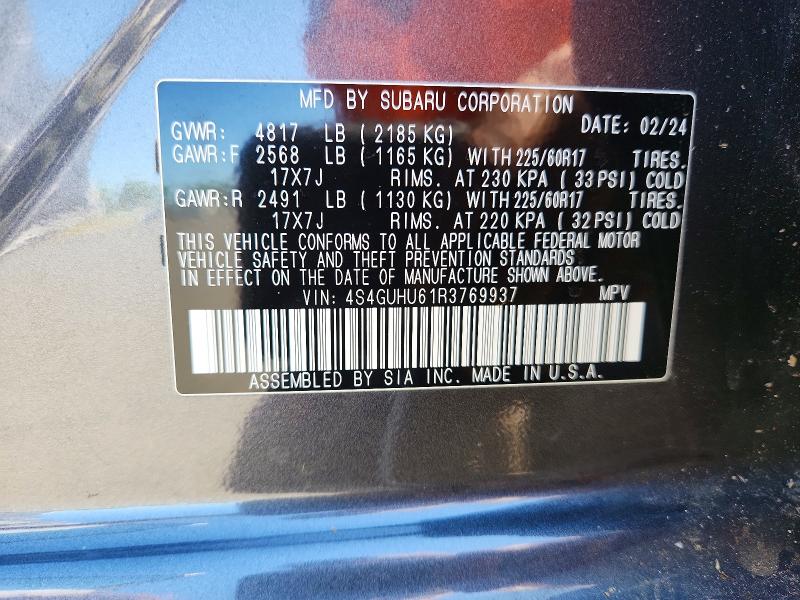 2024 Subaru Crosstrek მანქანა იყიდება აუქციონზე, vin: 4S4GUHU61R3769937, აუქციონის ნომერი: 55242626