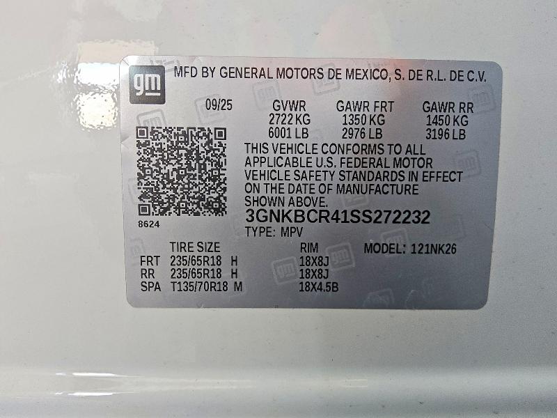56500916 :رقم المزاد ، 3GNKBCR41SS272232 vin ، 2025 Chevrolet Blazer مزاد بيع