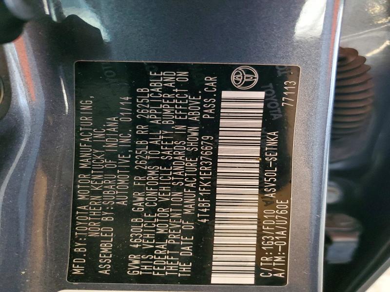 2014 Toyota Camry მანქანა იყიდება აუქციონზე, vin: 4T4BF1FK1ER376679, აუქციონის ნომერი: 58994716