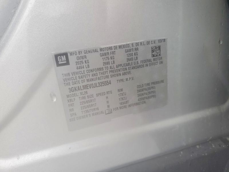 2018 Gmc Terrain მანქანა იყიდება აუქციონზე, vin: 3GKALMEV0JL325554, აუქციონის ნომერი: 58416456