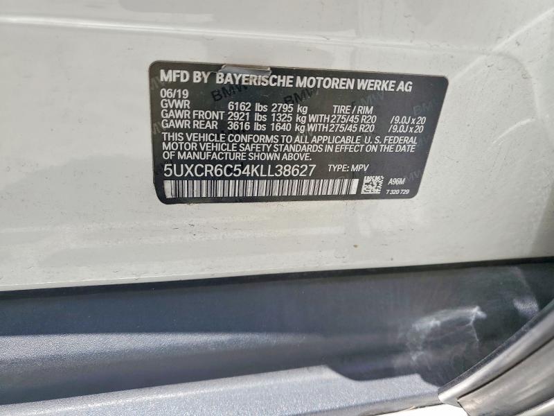 58462736 :رقم المزاد ، 5UXCR6C54KLL38627 vin ، 2019 Bmw X5 مزاد بيع