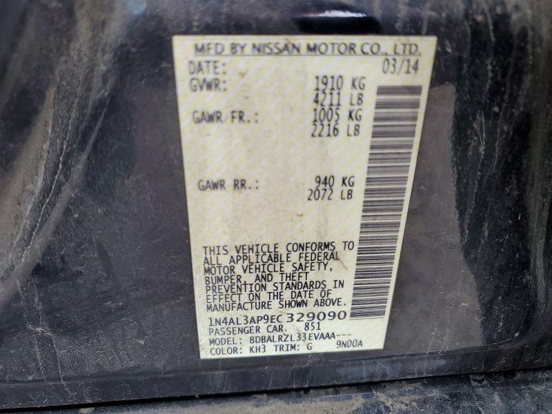 Aukcja sprzedaży 2014 Nissan Altima, vin: 1N4AL3AP9EC329090, numer aukcji: 58207776