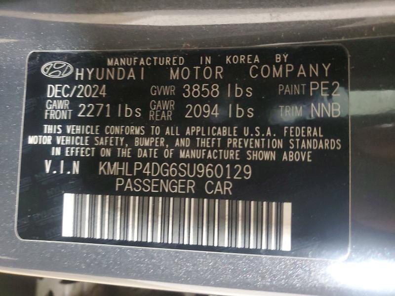 59123456 :رقم المزاد ، KMHLP4DG6SU960129 vin ، 2025 Hyundai Elantra مزاد بيع