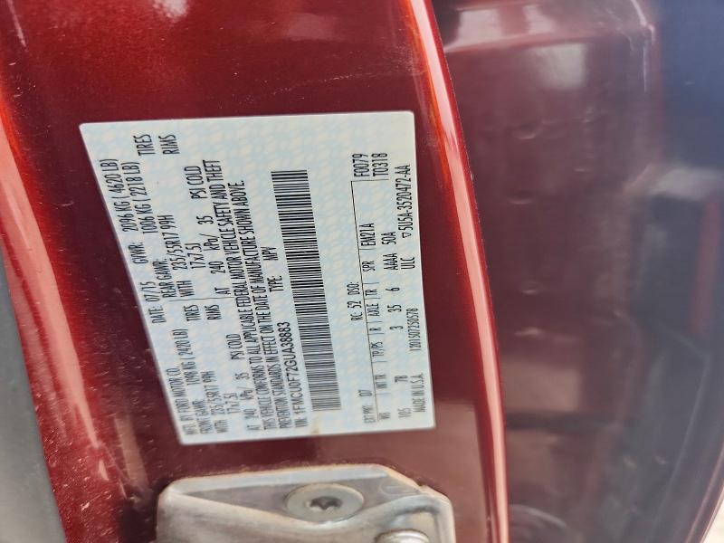 Aukcja sprzedaży 2016 Ford Escape, vin: 1FMCU0F72GUA38883, numer aukcji: 58099956