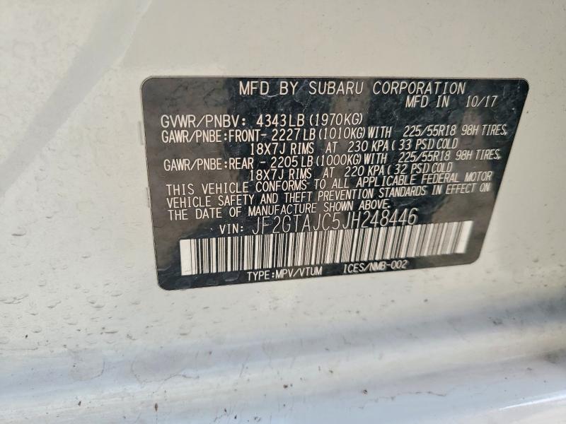54701086 :رقم المزاد ، JF2GTAJC5JH248446 vin ، 2018 Subaru Crosstrek مزاد بيع