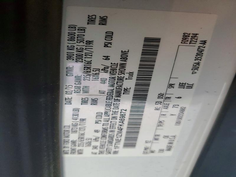 57054186 :رقم المزاد ، 1FTNE1ZM4FKA69872 vin ، 2015 Ford Transit مزاد بيع