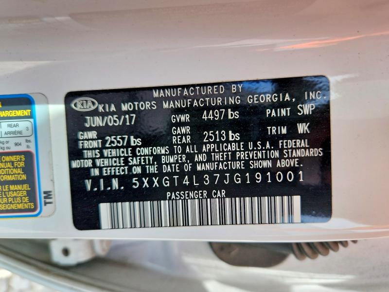 2018 Kia Optima მანქანა იყიდება აუქციონზე, vin: 5XXGT4L37JG191001, აუქციონის ნომერი: 58294376