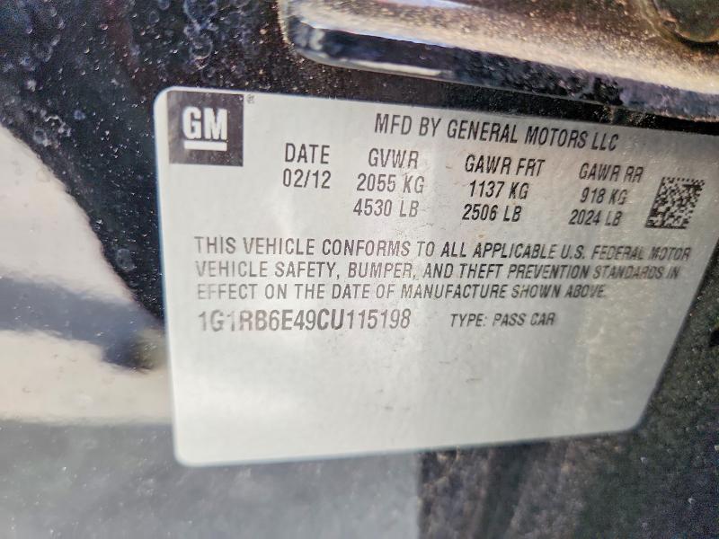 Aukcja sprzedaży 2012 Chevrolet Volt, vin: 1G1RB6E49CU115198, numer aukcji: 55521346