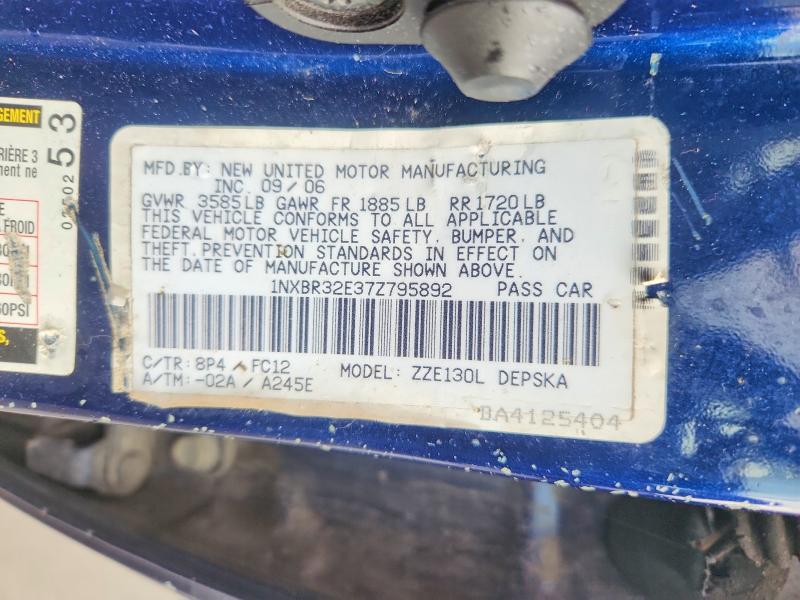 Aukcja sprzedaży 2007 Toyota Corolla, vin: 1NXBR32E37Z795892, numer aukcji: 55555276