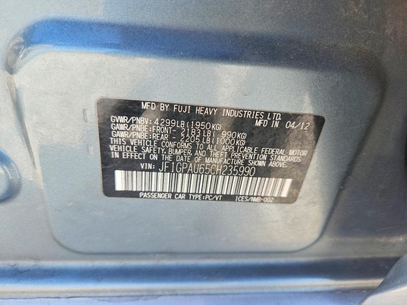 Продаж на аукціоні авто 2012 Subaru Impreza, vin: JF1GPAU65CH235990, номер лоту: 56355796