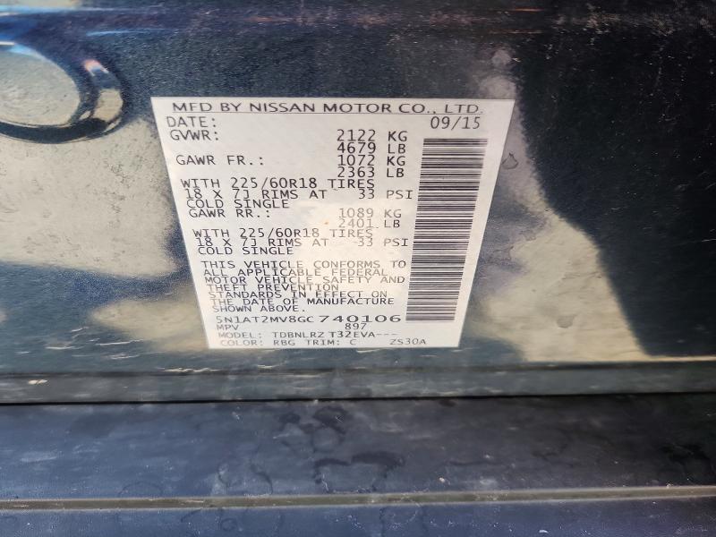 Продаж на аукціоні авто 2016 Nissan Rogue, vin: 5N1AT2MV8GC740106, номер лоту: 58376606