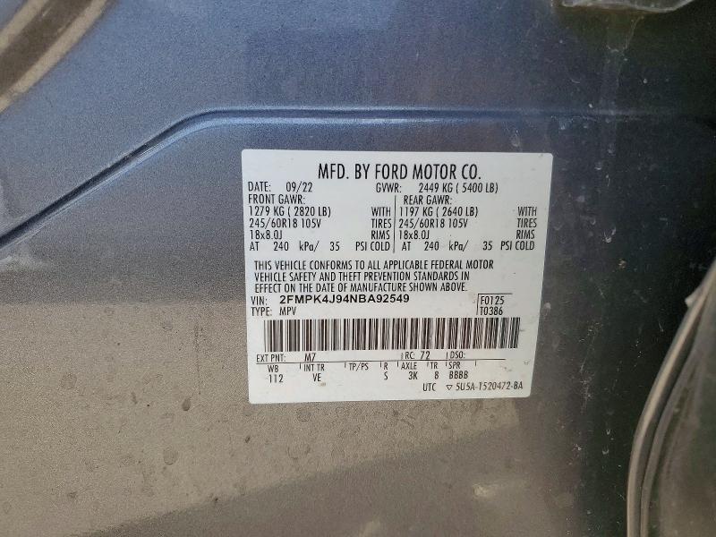 Продажа на аукционе авто 2022 Ford Edge, vin: 2FMPK4J94NBA92549, номер лота: 57593646