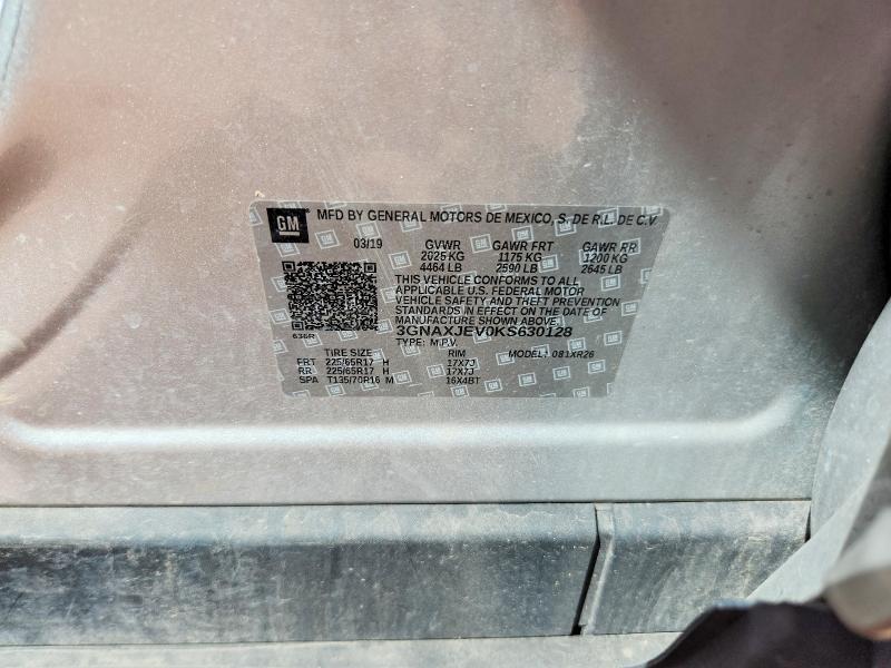 Продаж на аукціоні авто 2019 Chevrolet Equinox, vin: 3GNAXJEV0KS630128, номер лоту: 57864786