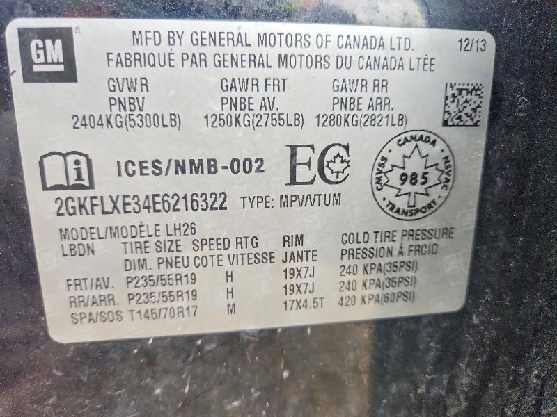 57573806 :رقم المزاد ، 2GKFLXE34E6216322 vin ، 2014 Gmc Terrain مزاد بيع