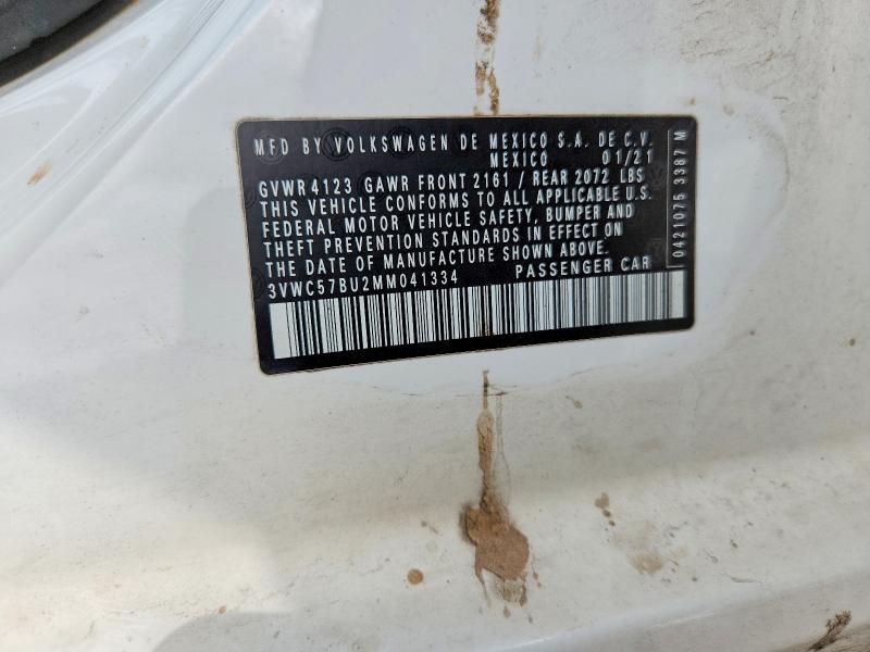 2021 Volkswagen Jetta მანქანა იყიდება აუქციონზე, vin: 3VWC57BU2MM041334, აუქციონის ნომერი: 58269876