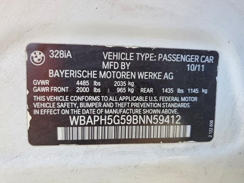 Aukcja sprzedaży 2011 Bmw 328, vin: WBAPH5G59BNN59412, numer aukcji: 58055696