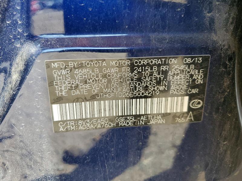 58698346 :رقم المزاد ، JTHCF1D26E5004219 vin ، 2014 Lexus Is مزاد بيع
