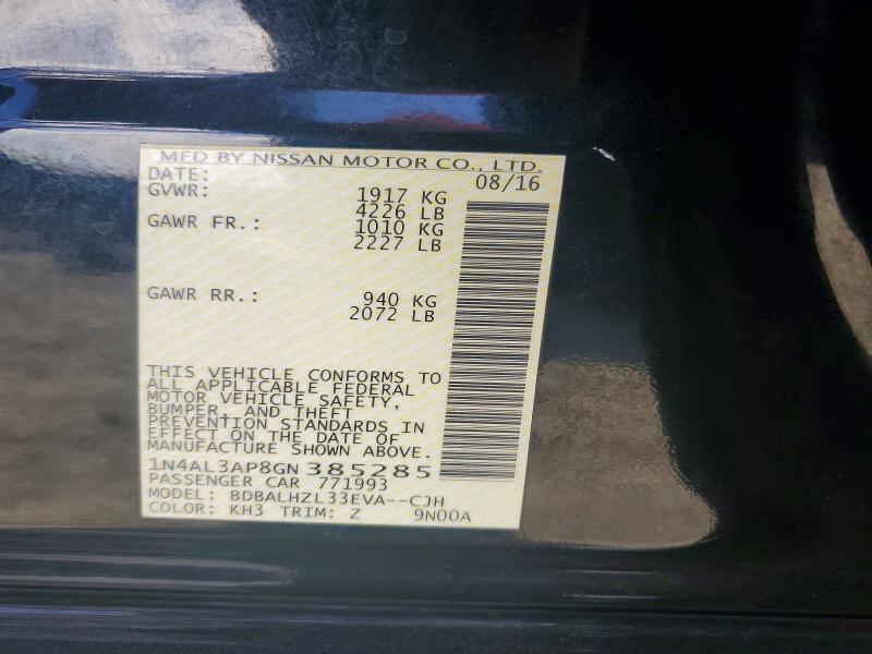 Продажа на аукционе авто 2016 Nissan Altima, vin: 1N4AL3AP8GN385285, номер лота: 56496286