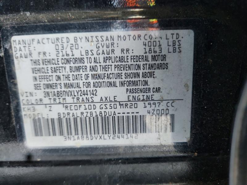 Продаж на аукціоні авто 2020 Nissan Sentra, vin: 3N1AB8DVXLY244142, номер лоту: 57580986