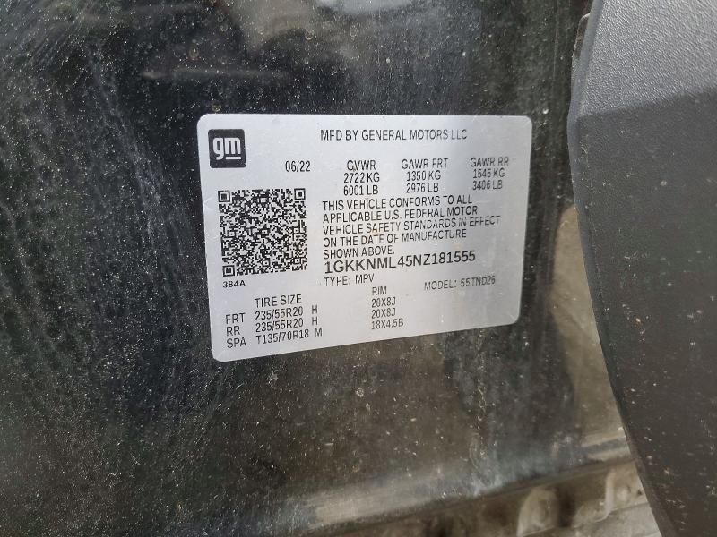 2022 Gmc Acadia მანქანა იყიდება აუქციონზე, vin: 1GKKNML45NZ181555, აუქციონის ნომერი: 57892806