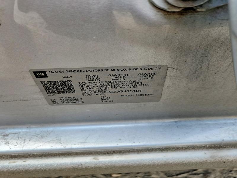 Aukcja sprzedaży 2018 Chevrolet Silverado, vin: 3GCPCREC3JG435184, numer aukcji: 58944096