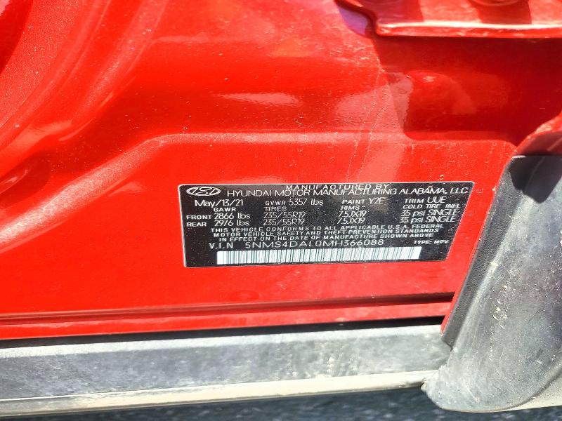 2021 Hyundai Santa Fe მანქანა იყიდება აუქციონზე, vin: 5NMS4DAL0MH366088, აუქციონის ნომერი: 56506356