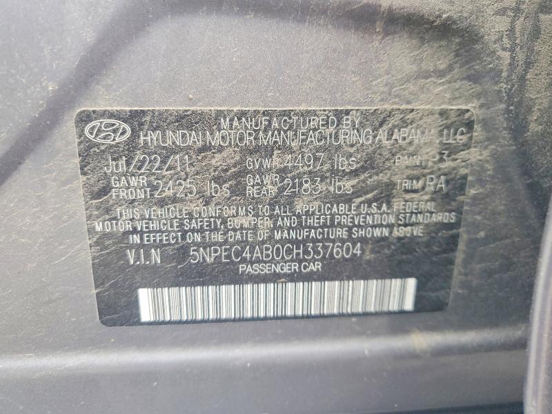 Aukcja sprzedaży 2012 Hyundai Sonata, vin: 5NPEC4AB0CH337604, numer aukcji: 57629706