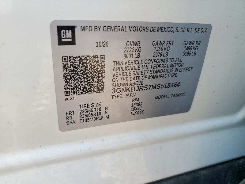 Aukcja sprzedaży 2021 Chevrolet Blazer, vin: 3GNKBJRS7MS518464, numer aukcji: 57034706