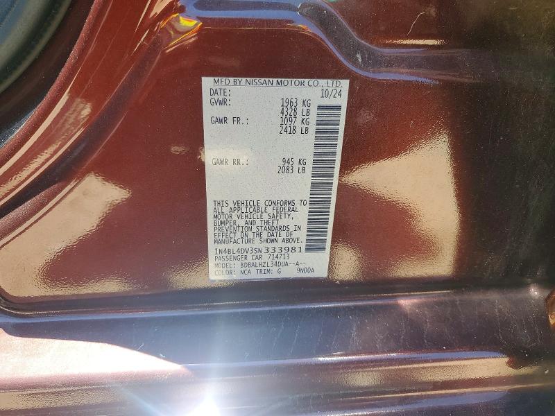 Продажа на аукционе авто 2025 Nissan Altima, vin: 1N4BL4DV3SN333981, номер лота: 56074676