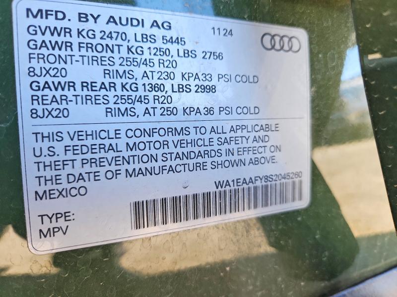 Продаж на аукціоні авто 2025 Audi Q5, vin: WA1EAAFY8S2045260, номер лоту: 57332926