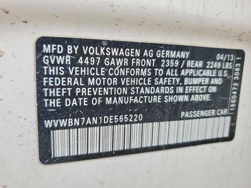56484696 :رقم المزاد ، WVWBN7AN1DE565220 vin ، 2013 Volkswagen Cc مزاد بيع
