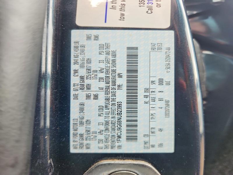 Aukcja sprzedaży 2022 Ford Escape, vin: 1FMCU9G68NUB23993, numer aukcji: 57602706