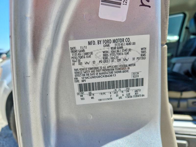 2012 Ford Escape მანქანა იყიდება აუქციონზე, vin: 1FMCU9DG9CKB43613, აუქციონის ნომერი: 57207896