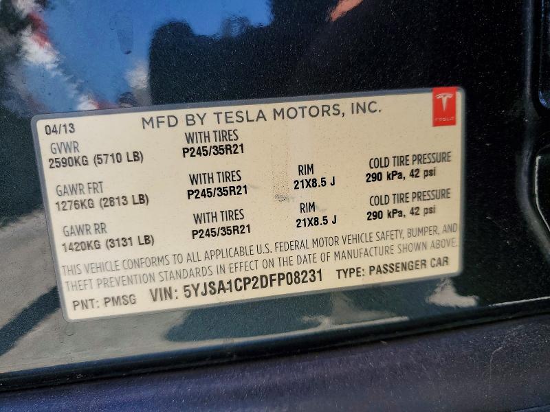 Продаж на аукціоні авто 2013 Tesla Model S, vin: 5YJSA1CP2DFP08231, номер лоту: 56540996