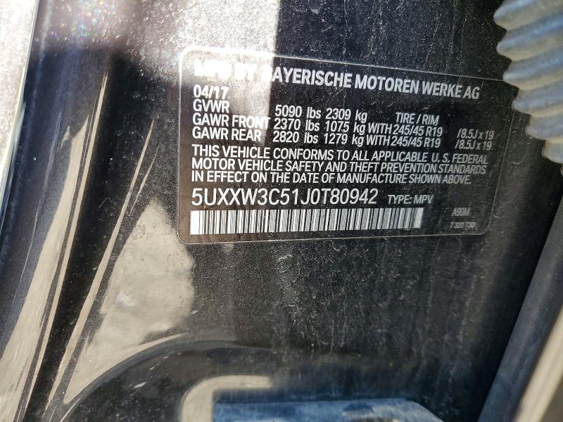 Aukcja sprzedaży 2018 Bmw X4, vin: 5UXXW3C51J0T80942, numer aukcji: 54605626