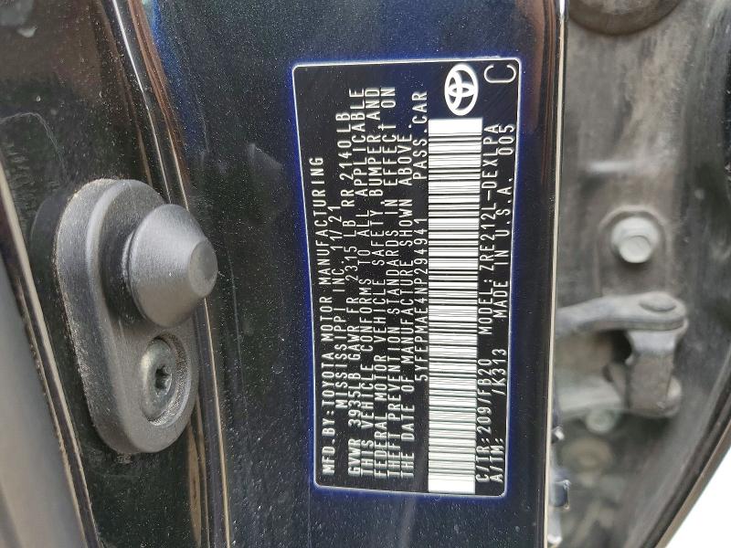 Aukcja sprzedaży 2022 Toyota Corolla, vin: 5YFEPMAE4NP294941, numer aukcji: 55842946