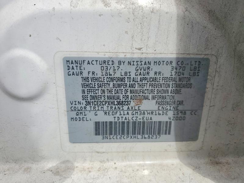 Aukcja sprzedaży 2017 Nissan Versa Note, vin: 3N1CE2CPXHL368237, numer aukcji: 55776386