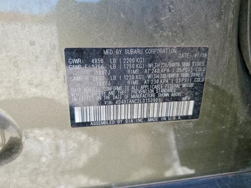 Продаж на аукціоні авто 2020 Subaru Outback, vin: 4S4BTANC2L3150909, номер лоту: 55416006