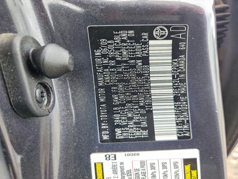 2010 Toyota Corolla მანქანა იყიდება აუქციონზე, vin: 2T1BU4EEXAC234808, აუქციონის ნომერი: 58177216